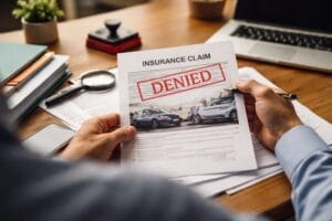 insurance adjuster with insurance claim denied letter